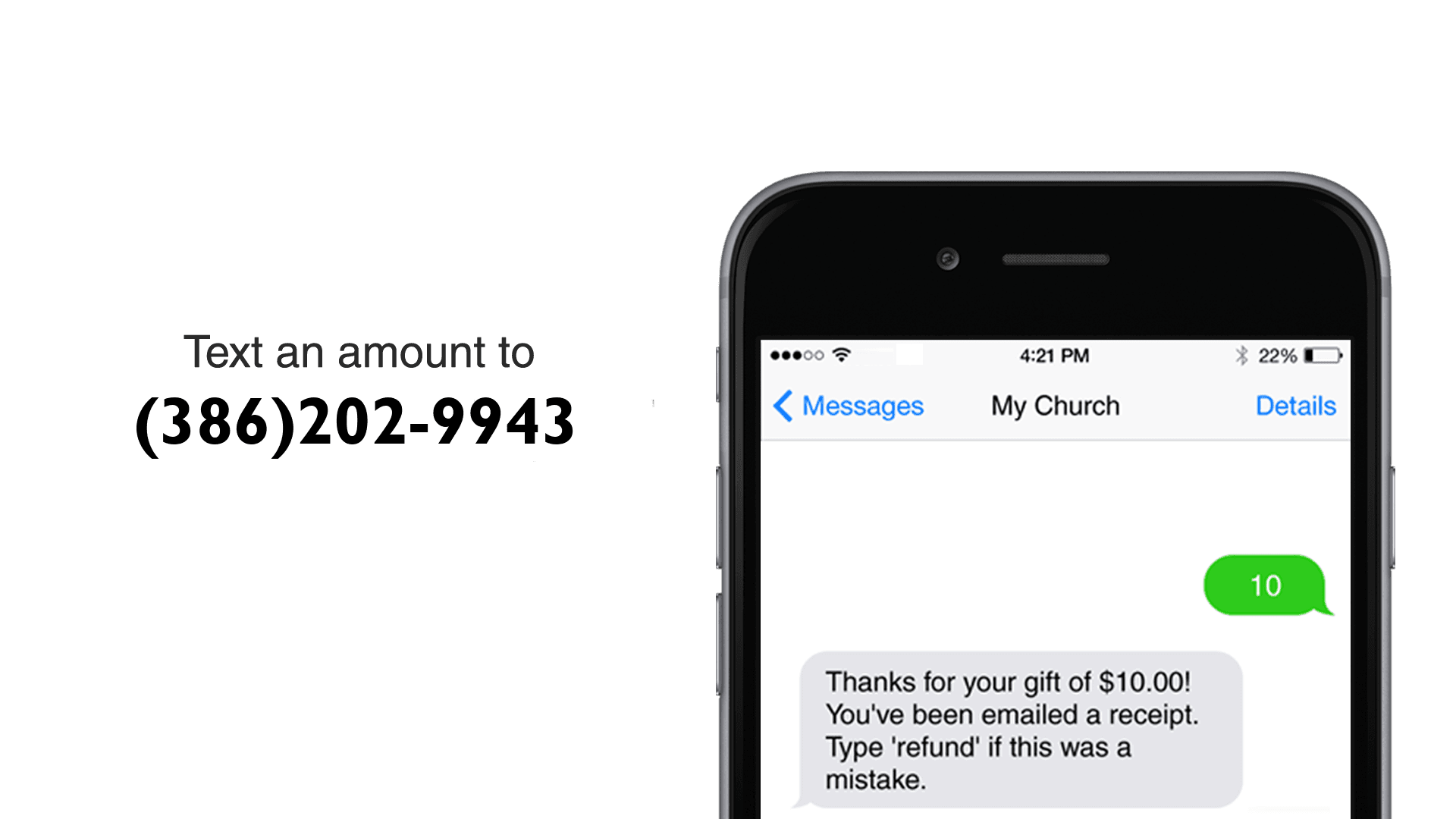 Text an amount to (386) 202-9943